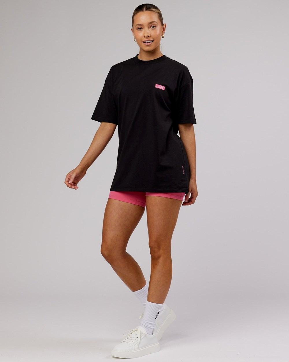 Black / Pink LSKD Iconic FLXCotton Tee Oversize | DE7624518